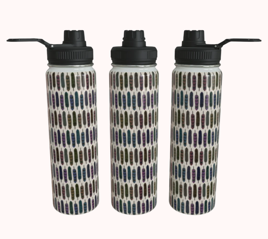 Sky Gazing Feathers - Stainless Steel Water Bottle