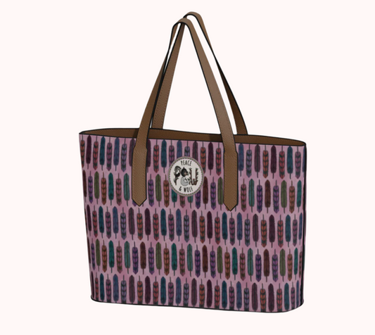 Cotton Candy Feathers - Vegan Leather Tote Bag