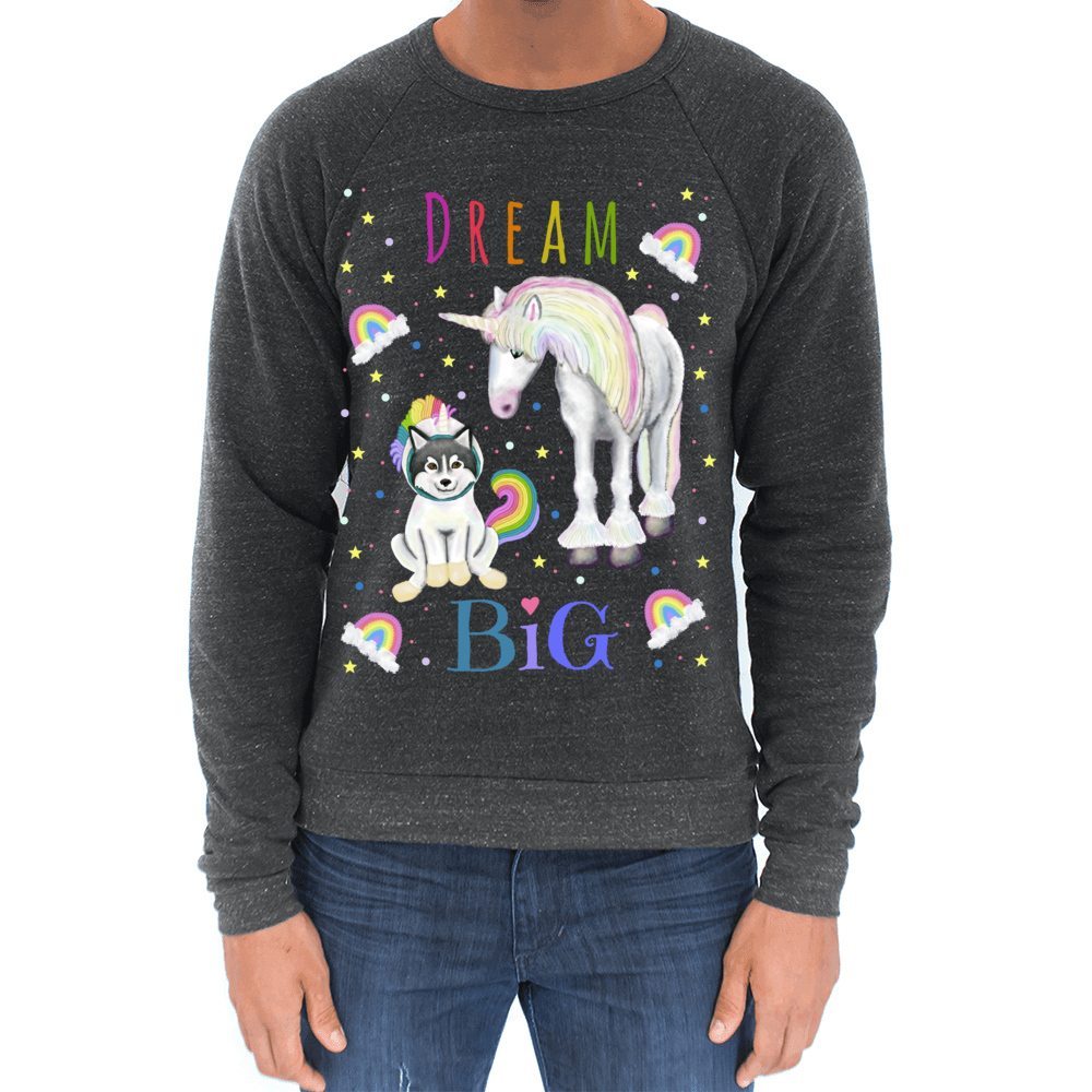 Dream Big - Unisex - USA Made Triblend Sweatshirt Rainbow Script