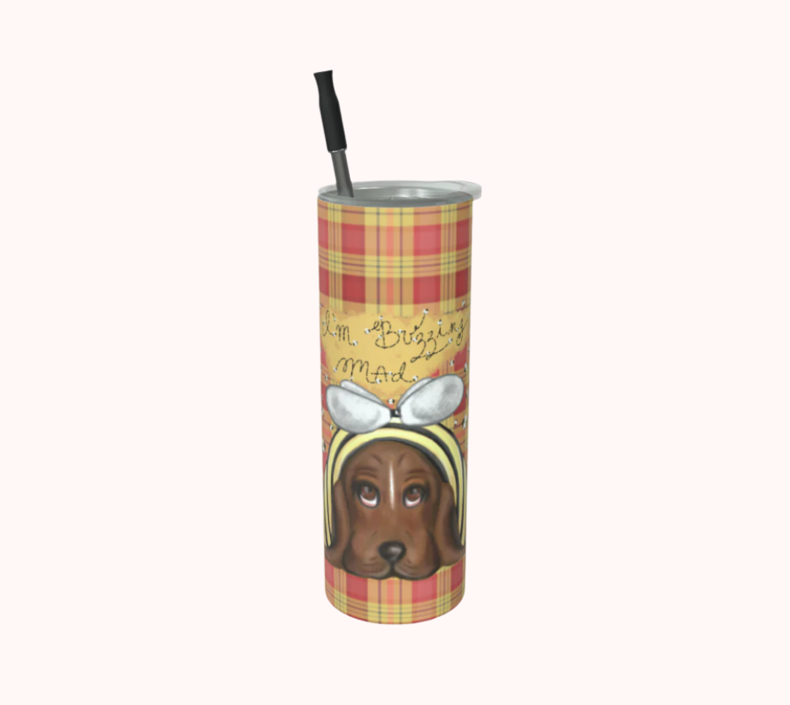 I'm Buzzing Mad Honeybee Plaid - Stainless Steel Tumbler