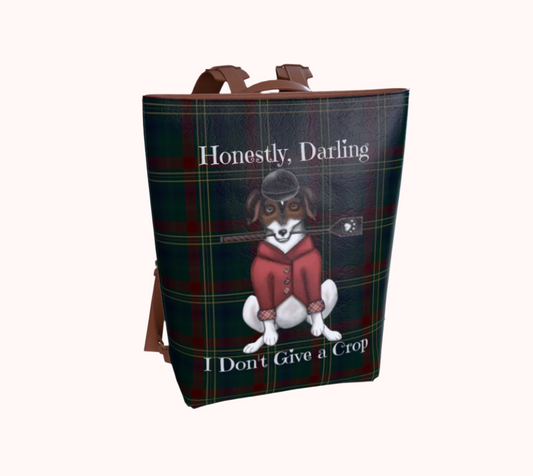 I Don't Give a Crop - Classy Equine Plaid - Vegan Leather Backpack