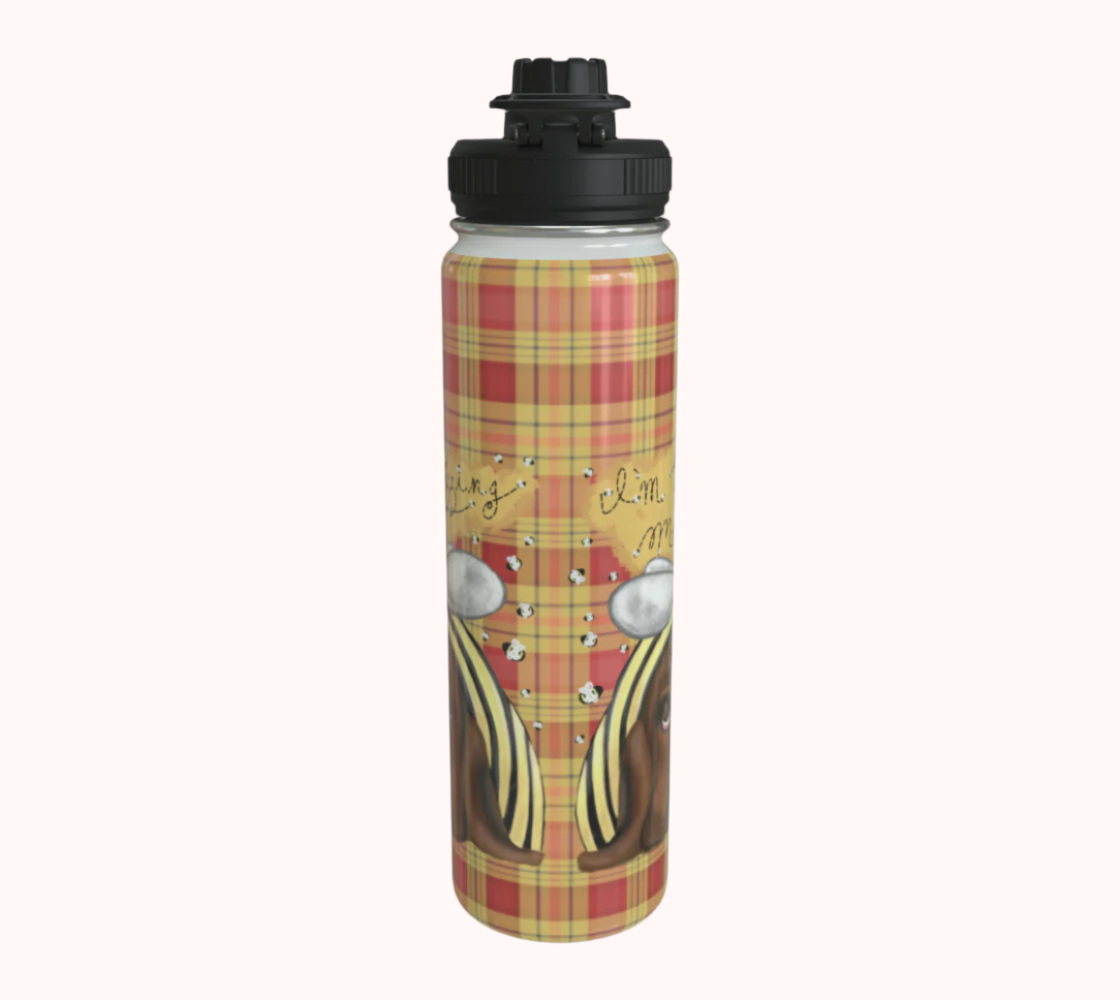 I'm Buzzing Mad Honeybee Plaid - Stainless Steel Water Bottle