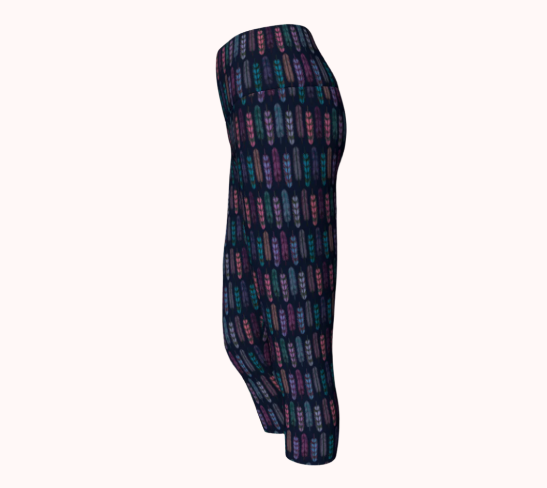 Romantic Moonlight Feathers - Ecofriendly Ecopoly Yoga Capris