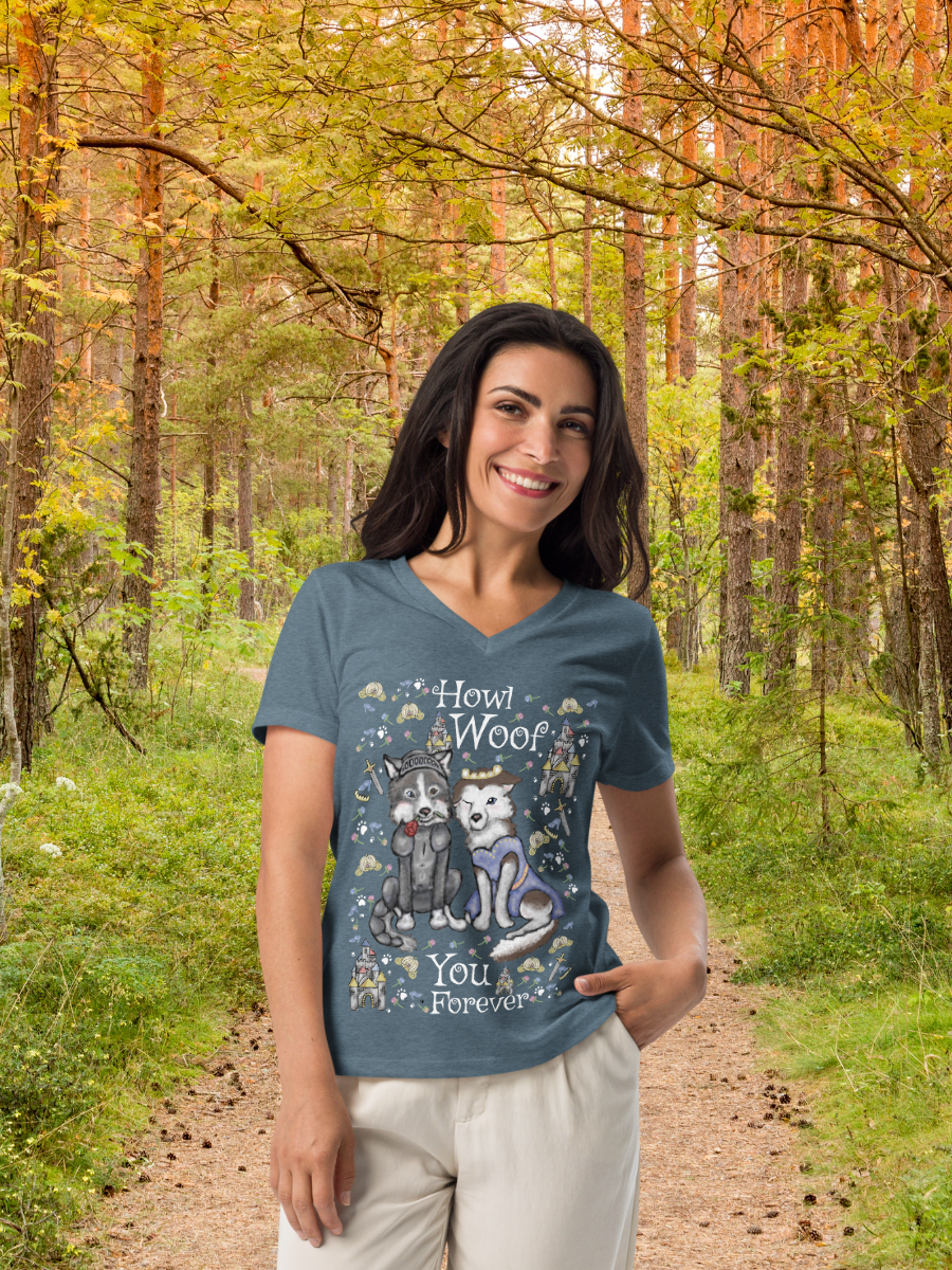 Howl Woof You - Women’s - Relaxed Super Soft V-neck T-shirt