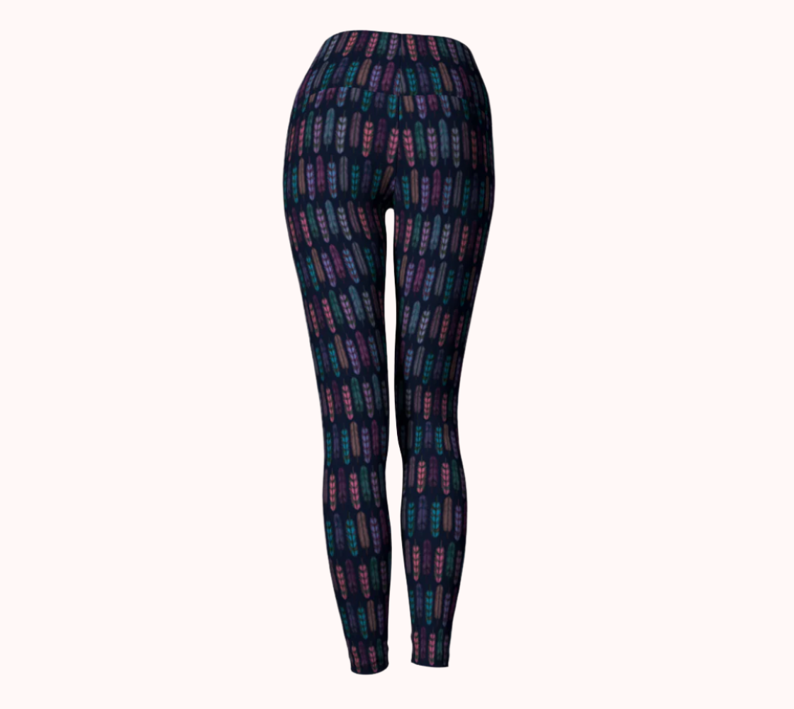 Romantic Moonlight Feathers - Ecofriendly Ecopoly Yoga Leggings