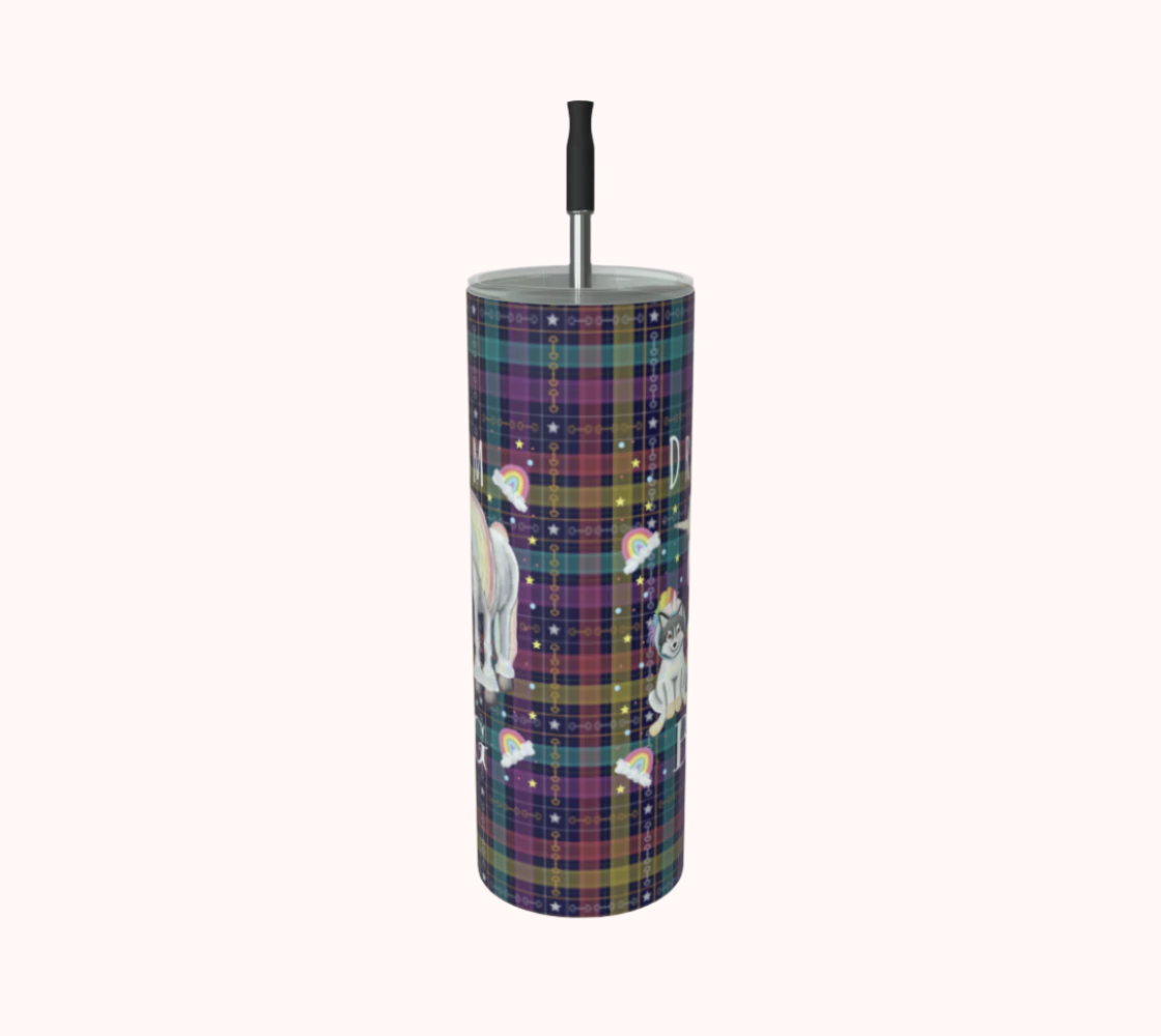 Dream Big - Unicorn Dreams Plaid - Stainless Steel Tumbler