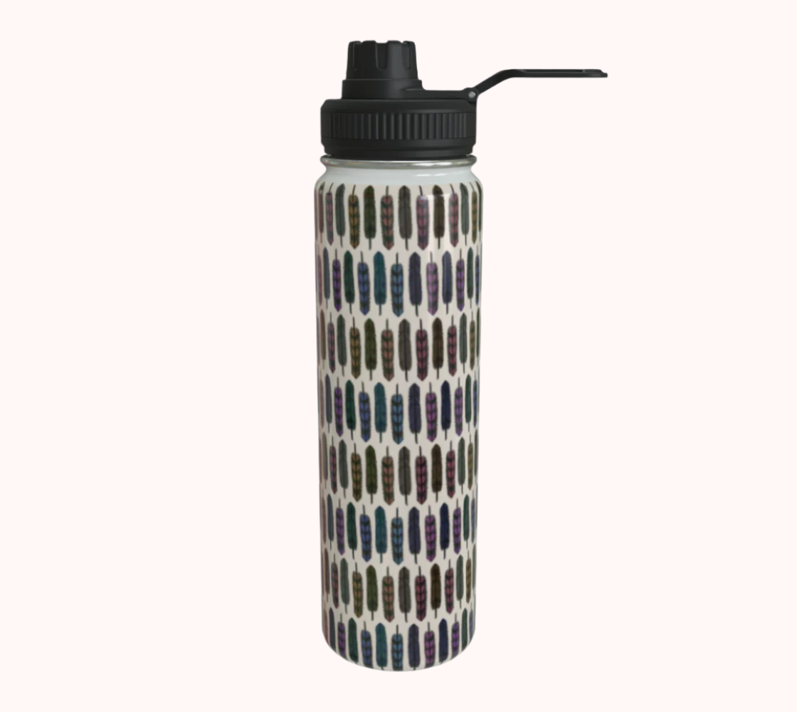 Sky Gazing Feathers - Stainless Steel Water Bottle
