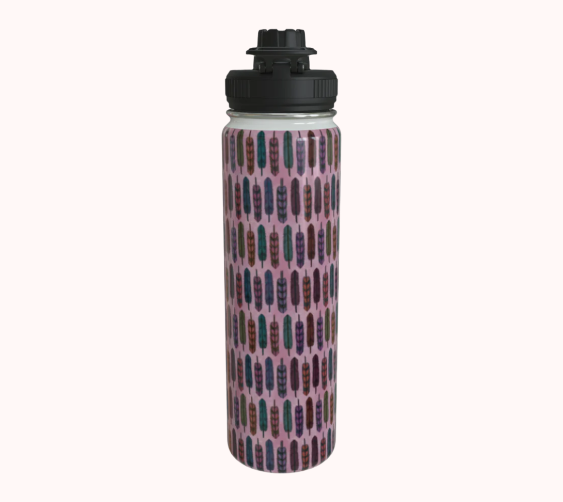 Cotton Candy Feathers - Stainless Steel Water Bottle