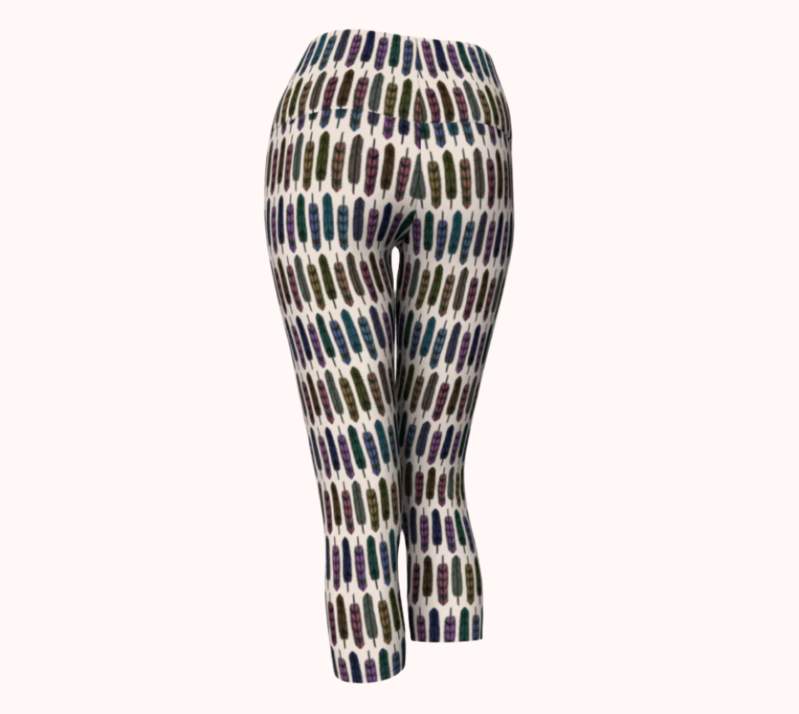 Sky Gazing Feathers - Ecofriendly Ecopoly Yoga Capris