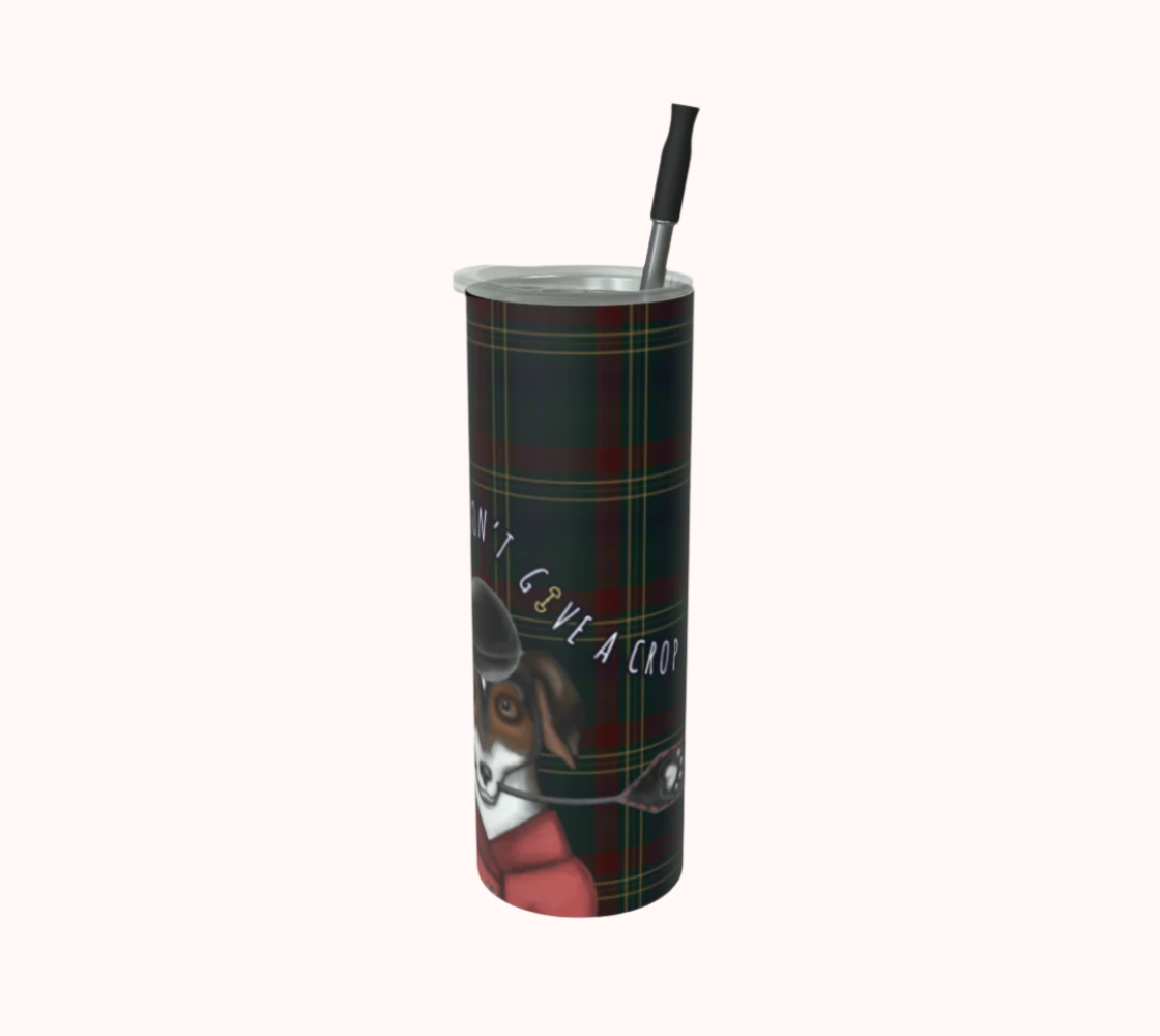 I Don't Give a Crop - Classy Equestrian Plaid - Stainless Steel Tumbler