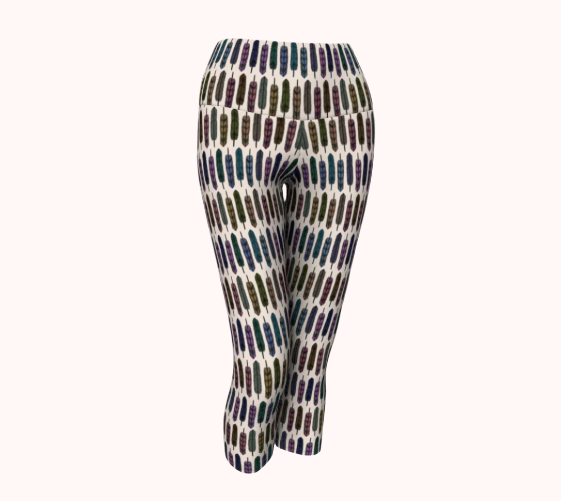 Sky Gazing Feathers - Ecofriendly Ecopoly Yoga Capris