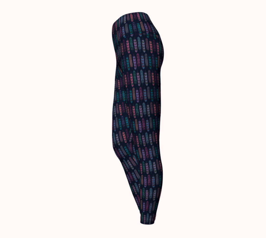Romantic Moonlight Feathers - Ecofriendly Ecopoly Yoga Leggings