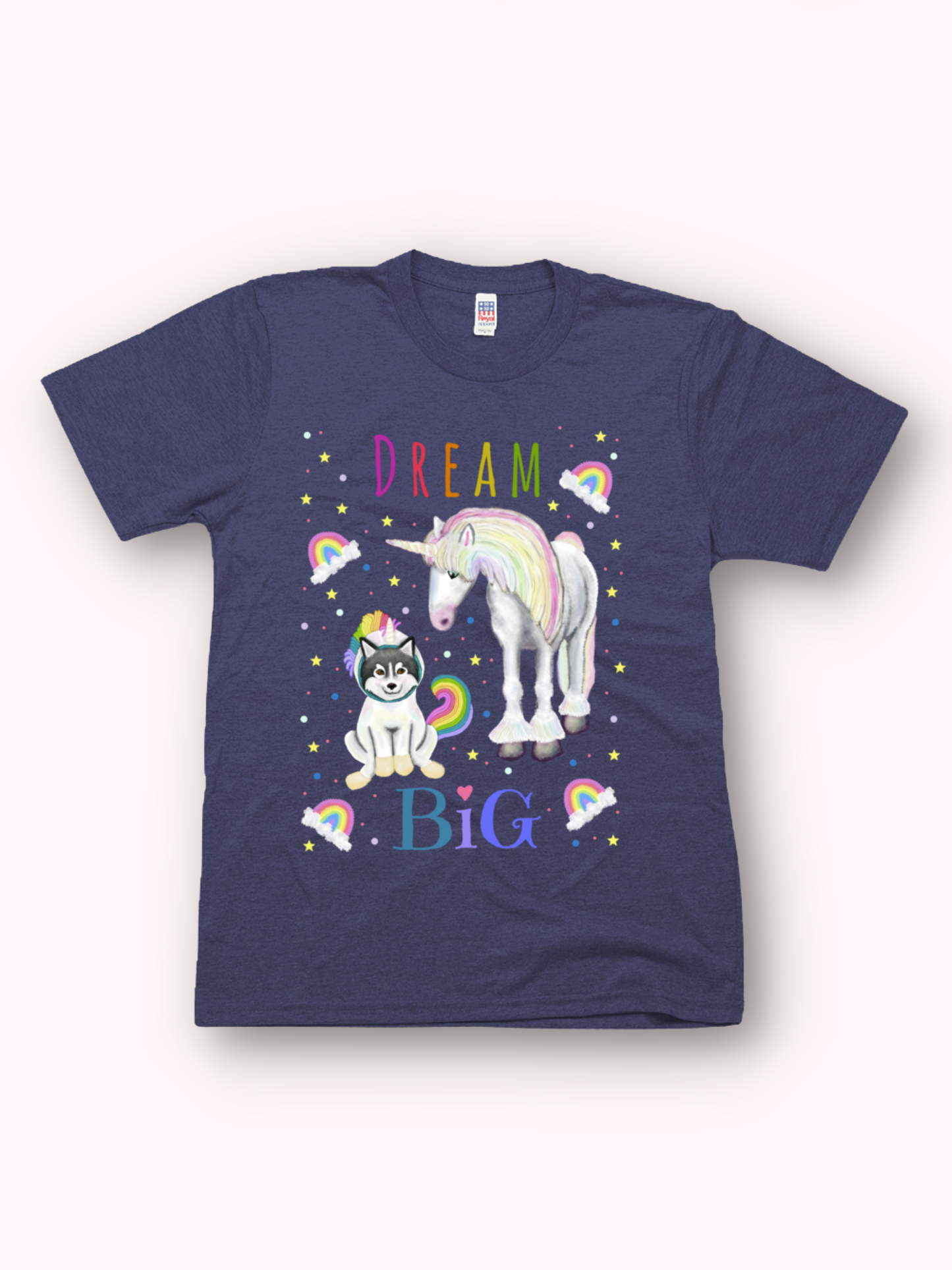 Dream Big - Unisex - USA Made soft Jersey T-shirt Rainbow Script