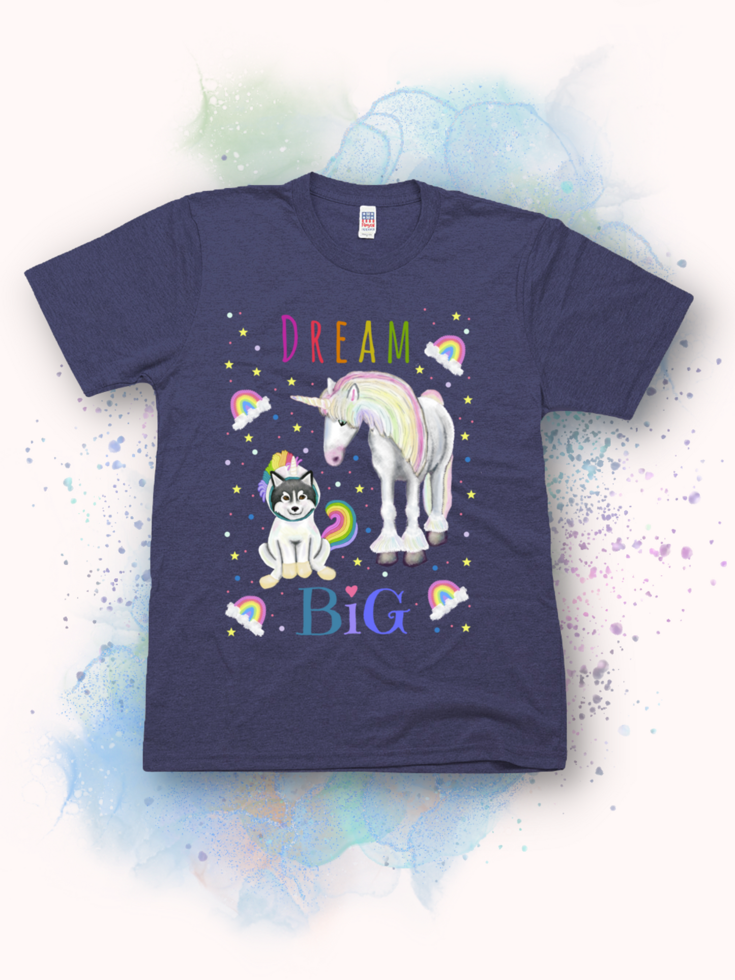 Dream Big - Unisex - USA Made soft Jersey T-shirt Rainbow Script