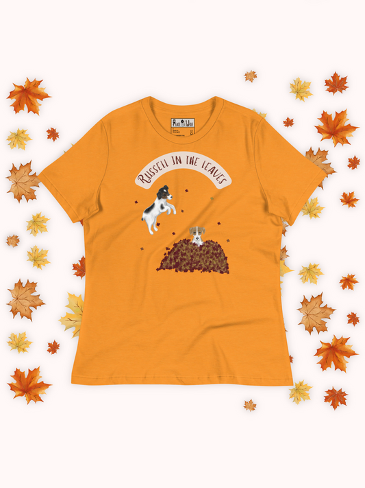 Russell in the Leaves - Women's - Super Soft Relaxed T-Shirt