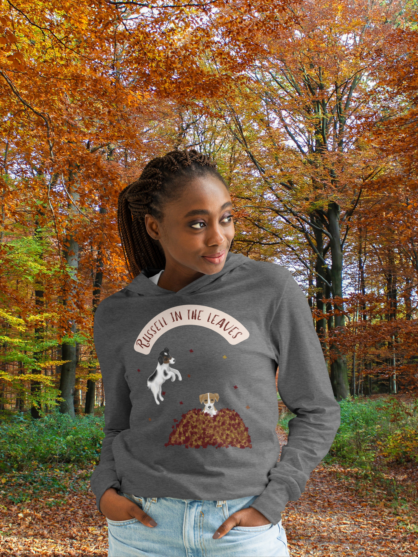 Russell in the Leaves - Hooded long-sleeve tee