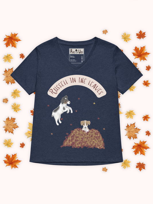Russell in the Leaves - Women’s - Relaxed Super Soft V-neck T-shirt