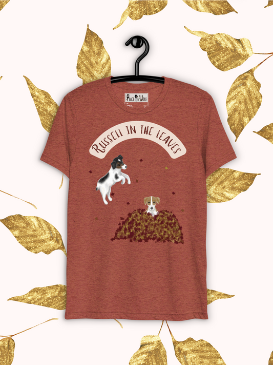 Russell in the Leaves - Tri-Blend Super Soft T-shirt