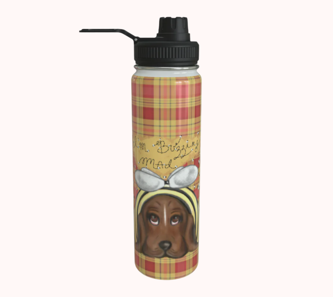I'm Buzzing Mad Honeybee Plaid - Stainless Steel Water Bottle