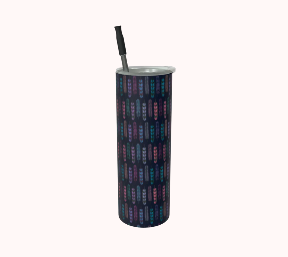 Romantic Moonlit Feathers - Stainless Steel Tumbler