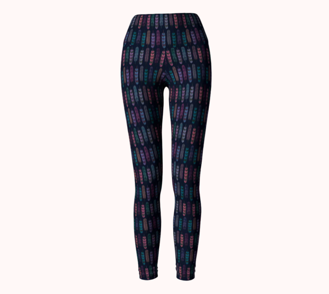 Romantic Moonlight Feathers - Ecofriendly Ecopoly Yoga Leggings