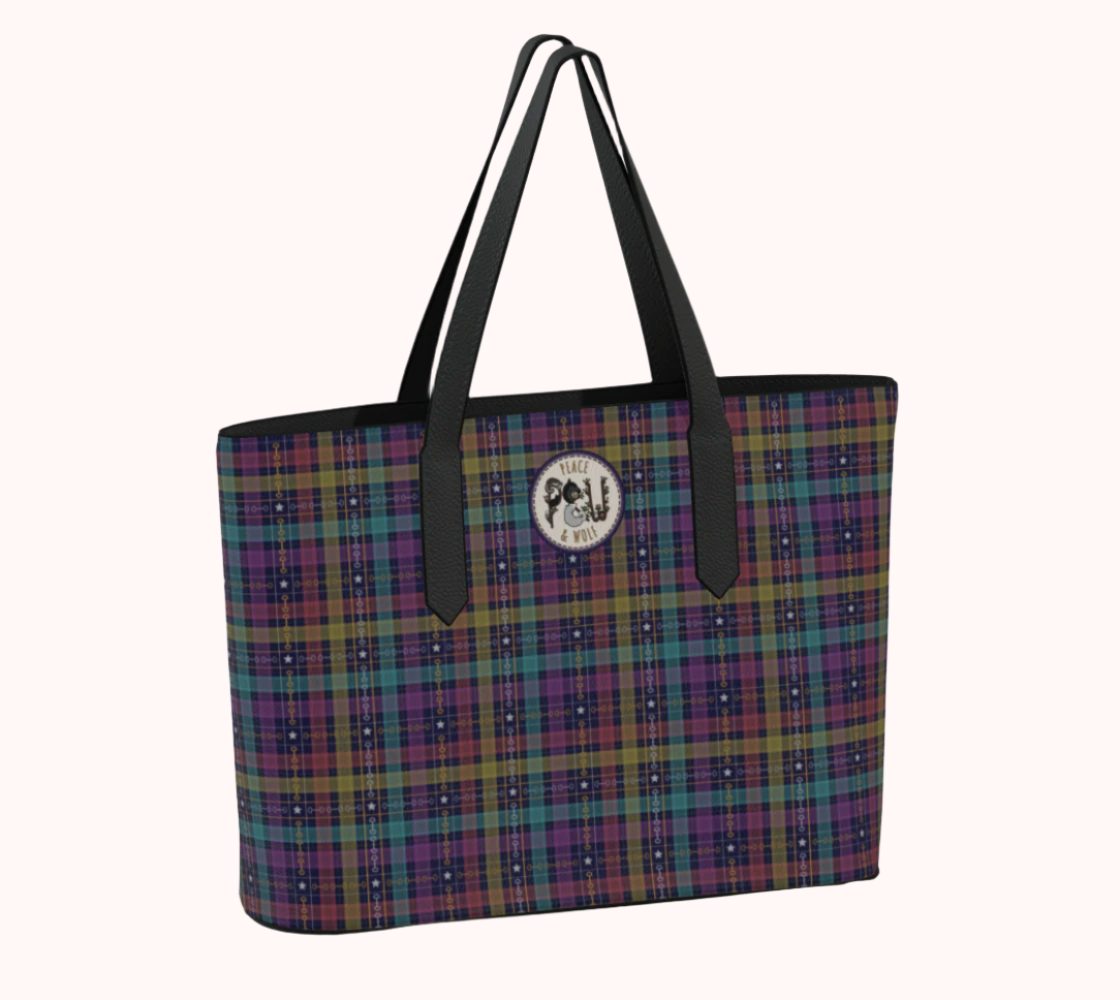 Unicorn Dreams Plaid - Vegan Leather Tote