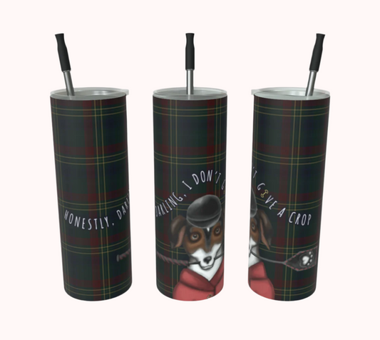 I Don't Give a Crop - Classy Equestrian Plaid - Stainless Steel Tumbler