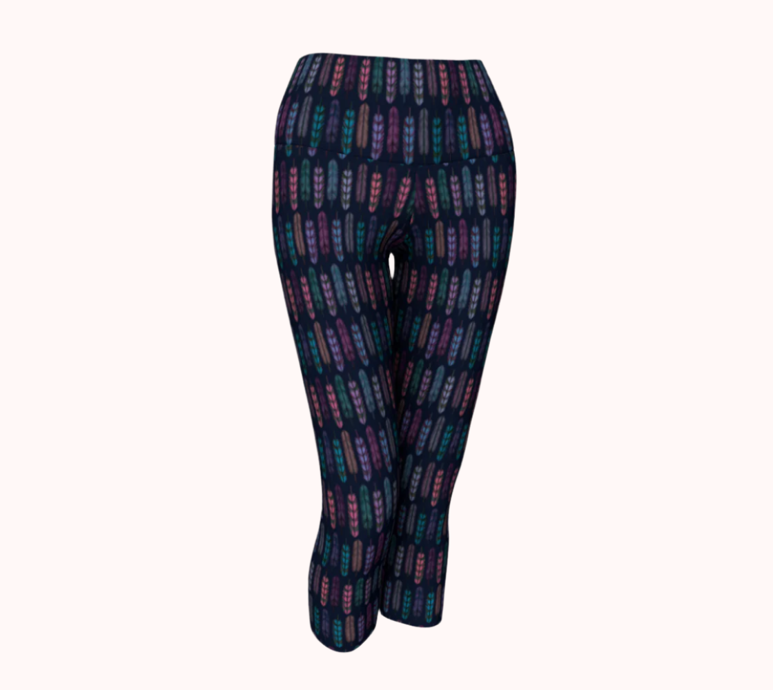 Romantic Moonlight Feathers - Ecofriendly Ecopoly Yoga Capris