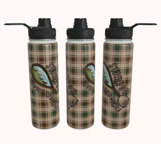 Stirrup Some Trouble Fields of Freedom Plaid - Stainless Steel Water Bottle