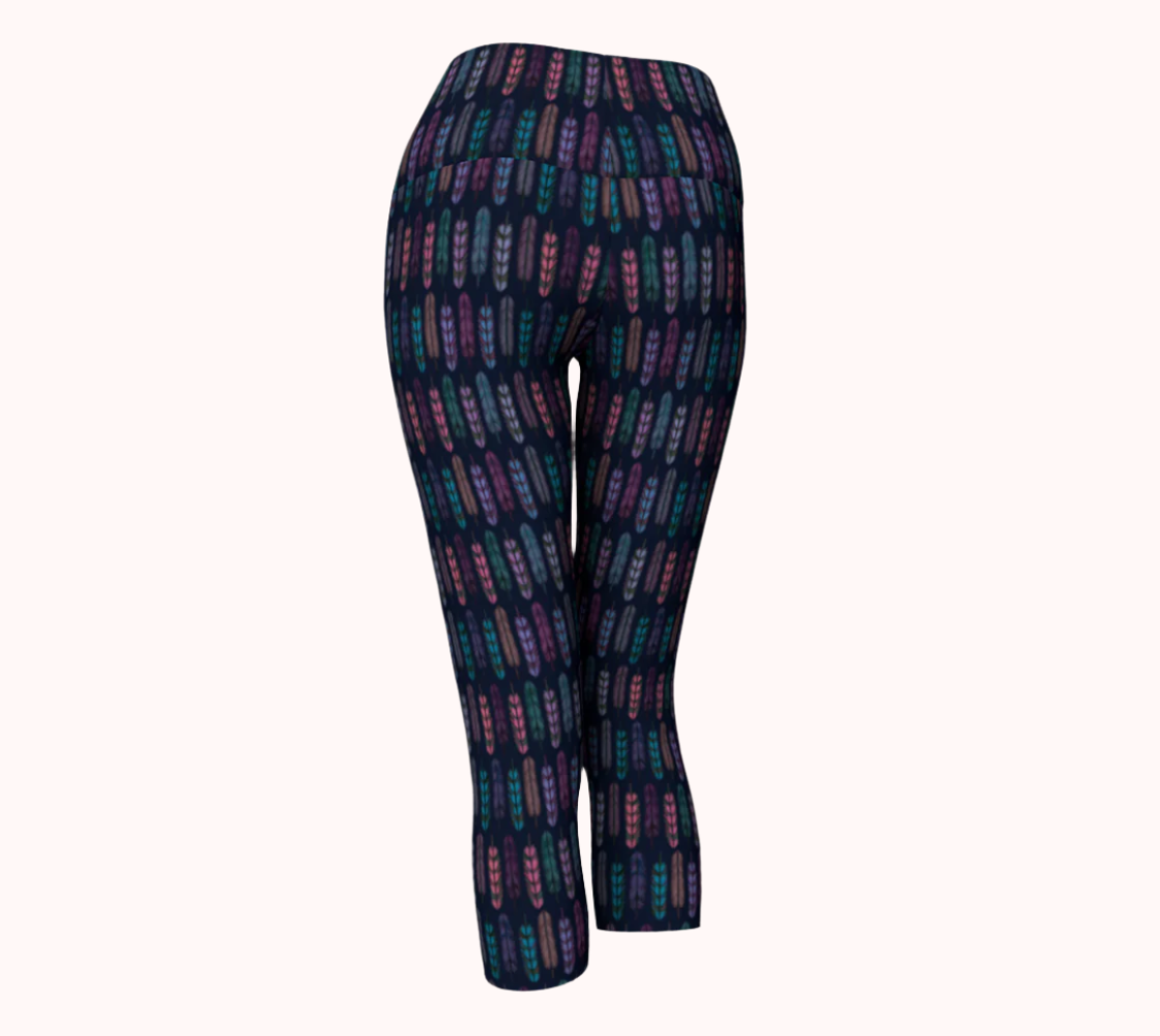 Romantic Moonlight Feathers - Ecofriendly Ecopoly Yoga Capris