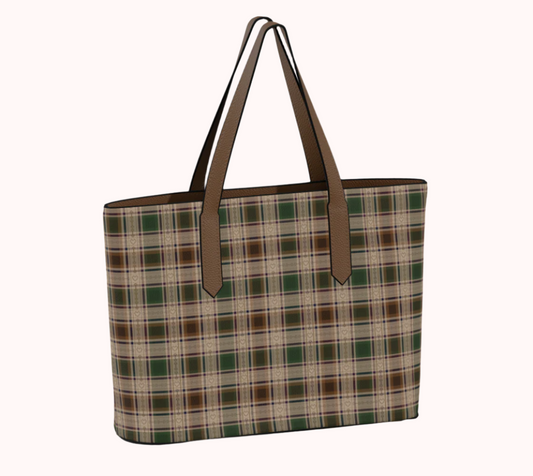 Fields of Freedom Plaid Vegan Leather Tote Bag
