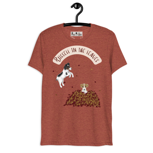 Russell in the Leaves - Tri-Blend Super Soft T-shirt