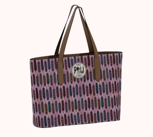 Cotton Candy Feathers - Vegan Leather Tote Bag