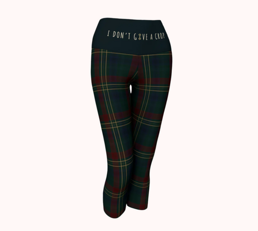 I Don't Give a Crop - Classy Equine Plaid - Ecofriendly Ecopoly Yoga Capris