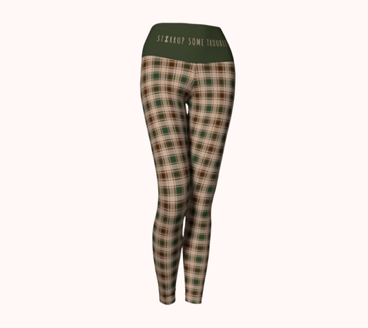 Stirrup Some Trouble & Fields of Freedom Plaid - Ecofriendly Ecopoly Yoga Leggings