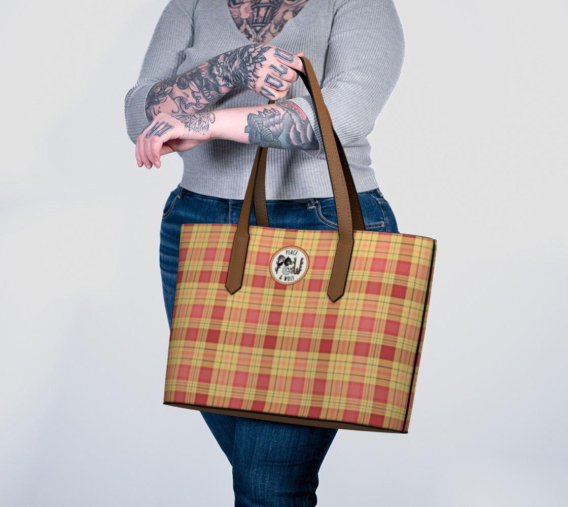 Honeybee Plaid - Vegan Leather Tote