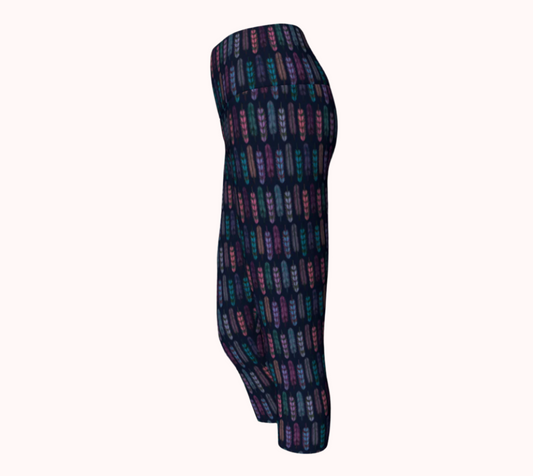Romantic Moonlight Feathers - Ecofriendly Ecopoly Yoga Capris
