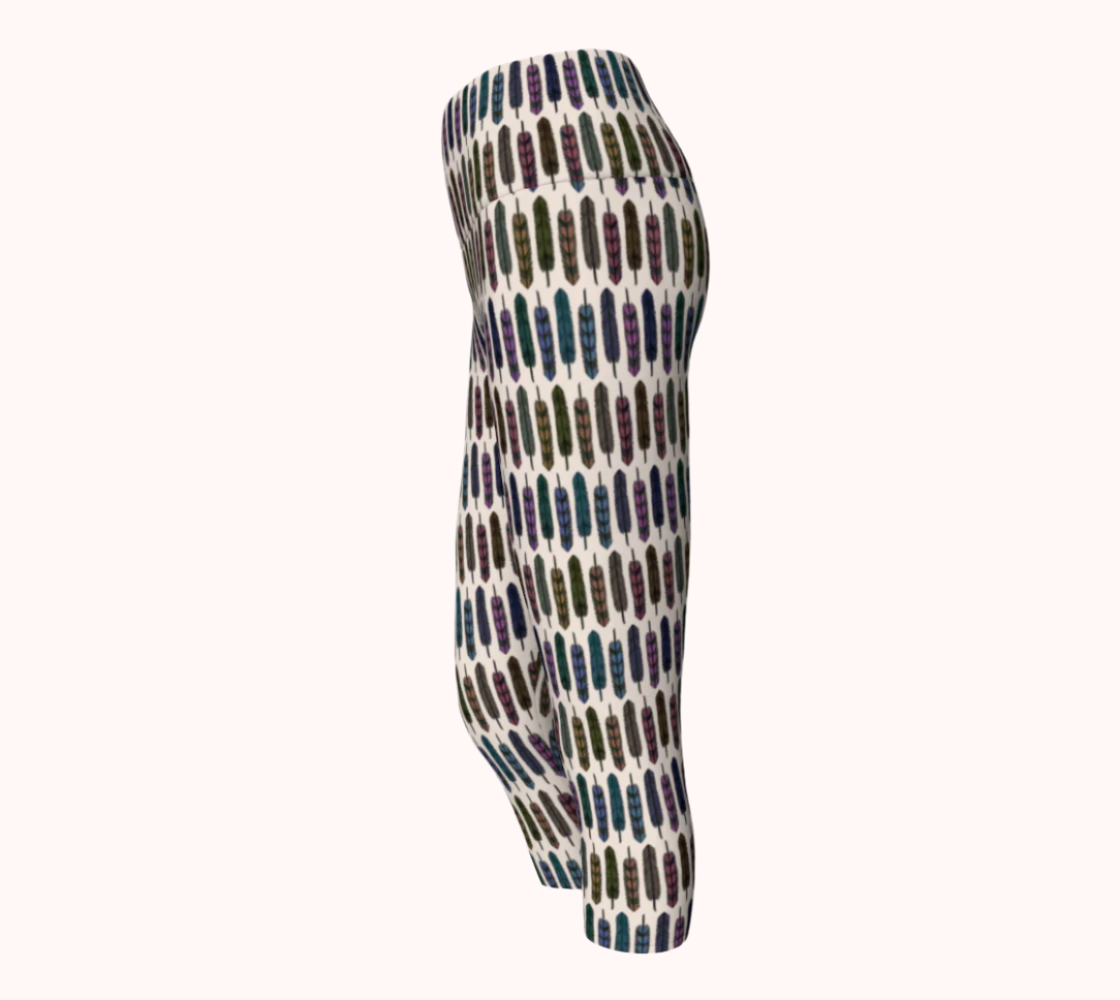 Sky Gazing Feathers - Ecofriendly Ecopoly Yoga Capris