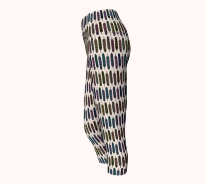 Sky Gazing Feathers - Ecofriendly Ecopoly Yoga Capris