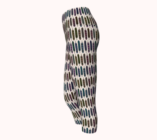 Sky Gazing Feathers - Ecofriendly Ecopoly Yoga Capris
