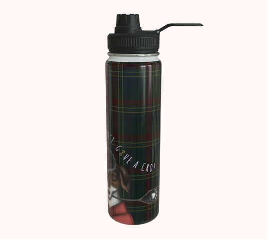 I Don't Give a Crop - Classy Equestrian Plaid - Stainless Steel Water Bottle