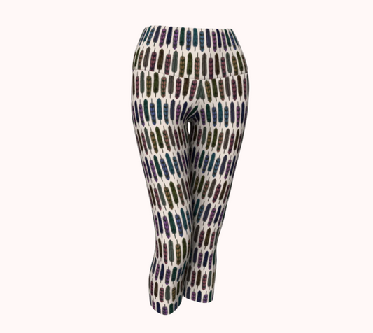 Sky Gazing Feathers - Ecofriendly Ecopoly Yoga Capris