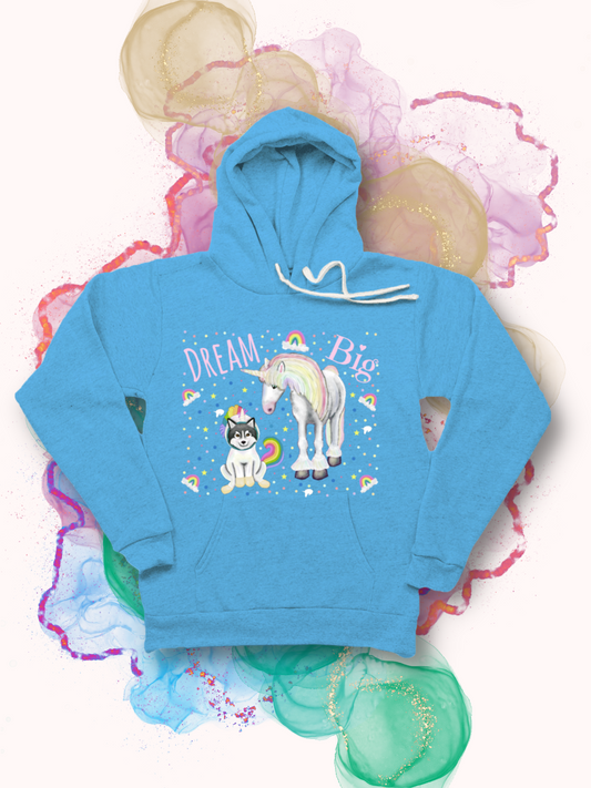 Dream Big - Unisex - Eco-Friendly & Ethical USA Made Triblend Fleece Pullover Hoodie Pastel Script