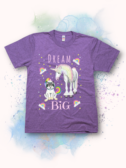 Dream Big - Unisex - USA Made soft Jersey T-shirt Pastel Script