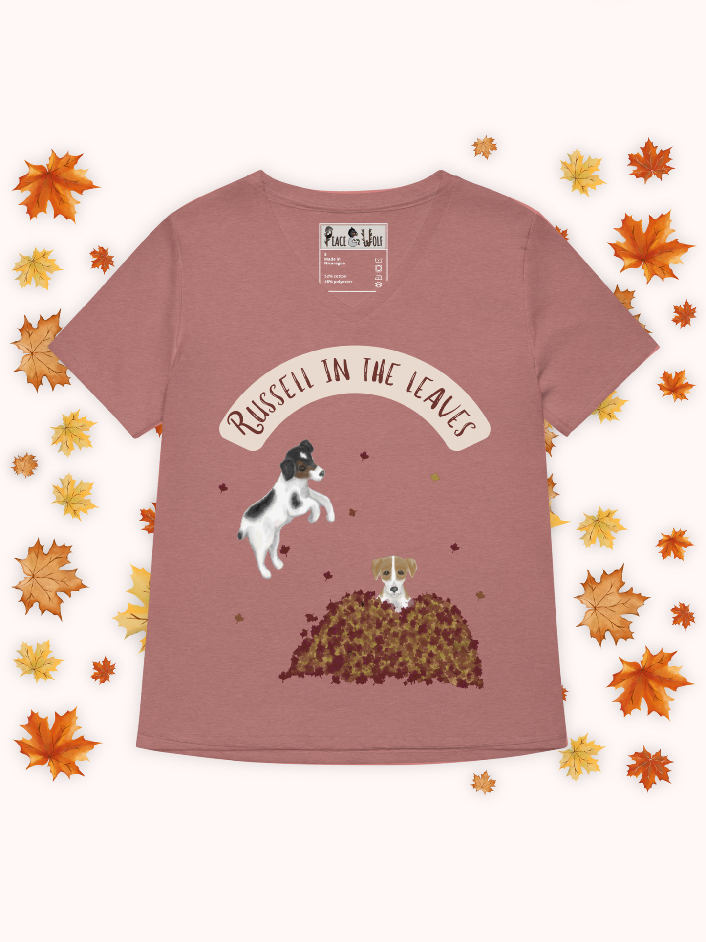 Russell in the Leaves - Women’s - Relaxed Super Soft V-neck T-shirt