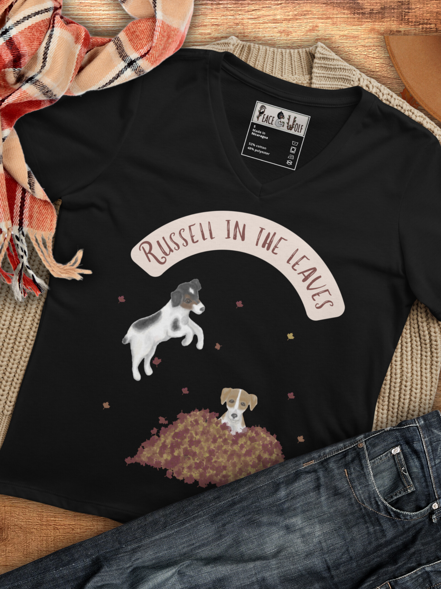 Russell in the Leaves - Women’s - Relaxed Super Soft V-neck T-shirt