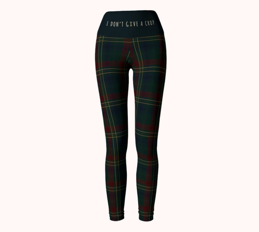 I Don't Give a Crop - Classy Equine Plaid - Ecofriendly Ecopoly Yoga Leggings