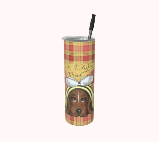 I'm Buzzing Mad Honeybee Plaid - Stainless Steel Tumbler