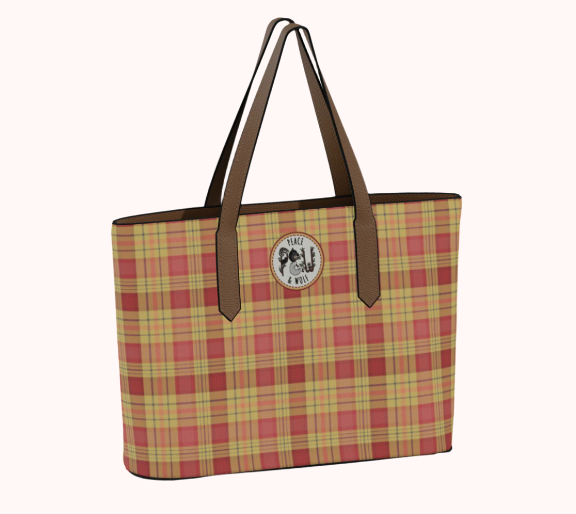 Honeybee Plaid - Vegan Leather Tote