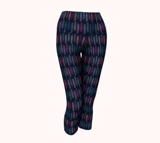 Romantic Moonlight Feathers - Ecofriendly Ecopoly Yoga Capris